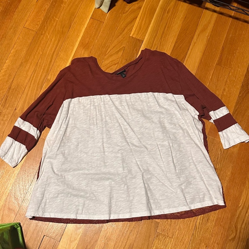 Torrid Burgundy and Gray Colorblock Top